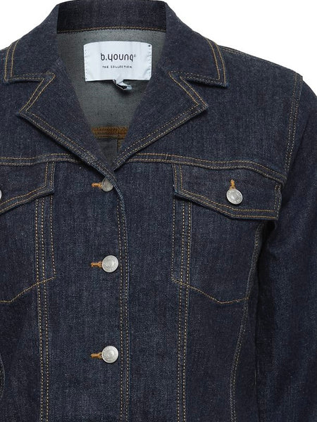 Dark Blue Denim Stretch Fitted Shirt by B Young