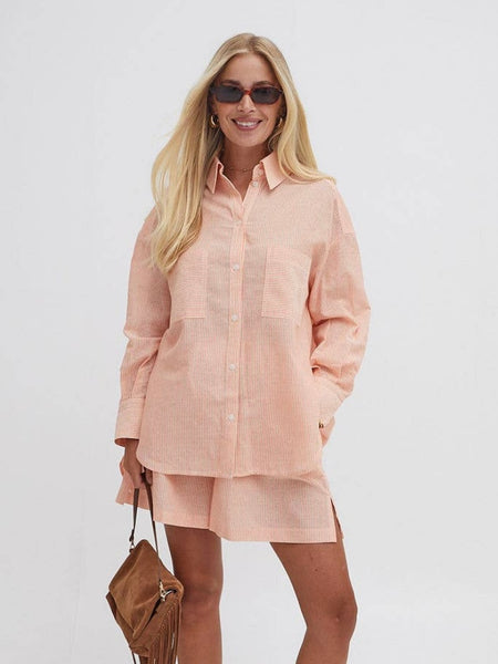 Heidi Orange Stripe Cotton Shirt by Fika