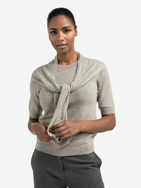 Brownish Grey Scarf Detail Knit By Yaya