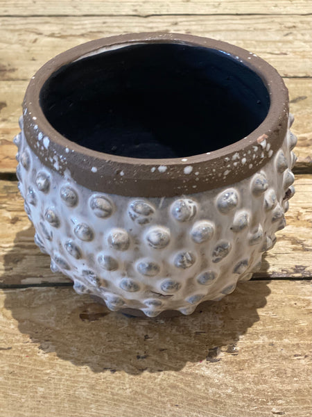Antique White Dimple Ceramic Flower Pot