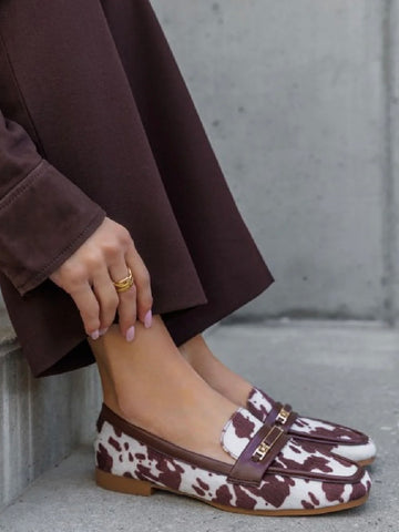 Cow Print Suede Loafer