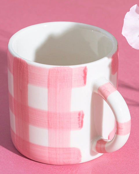 Pink Gingham Mug by Sass & Belle