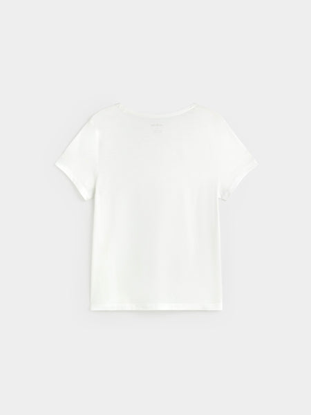 White Basic Soft Cotton V neck T-Shirt by Ese O Ese