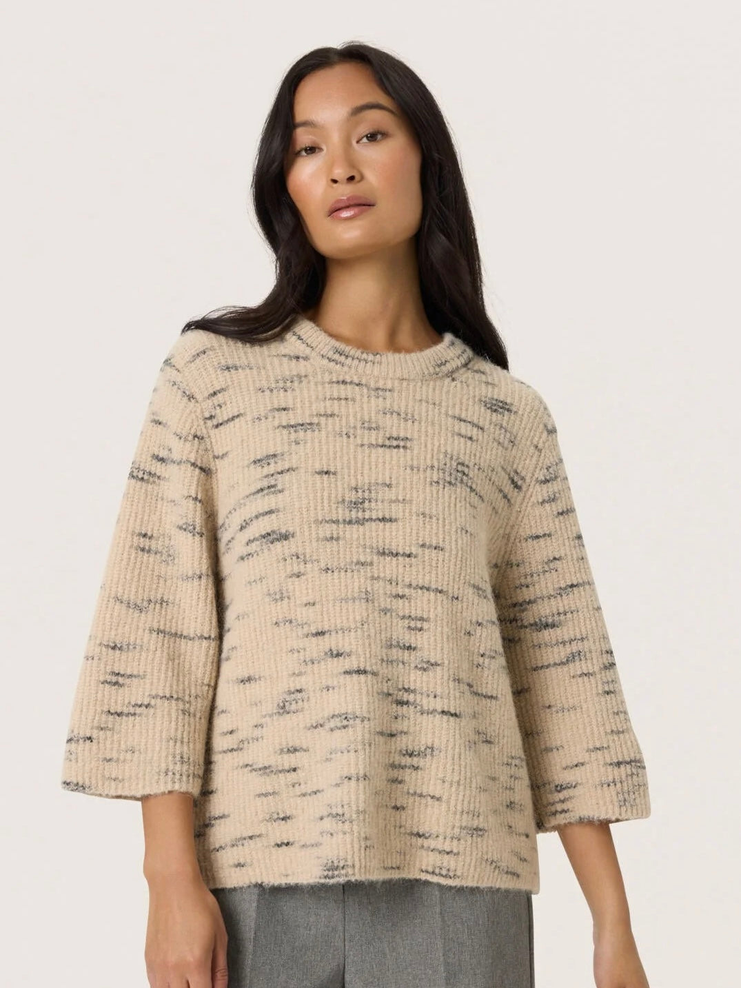 Beige 3/4 Sleeve Knit By Soaked
