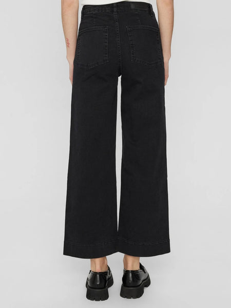 Black Denim Wide Leg Jean (short) by Nümph