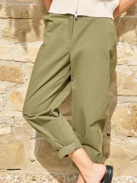 Khaki Barrel Cotton Cargos By Yaya