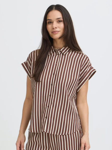 Chocolate French Striped Shirt by B Young