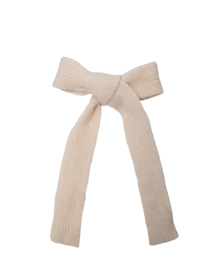 Cream Knitted Bow Hairclip by Black Colour
