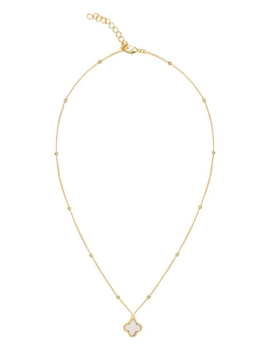 Gold Mother of Pearl Clover Necklace by Lila Rasa