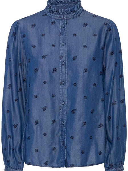 Dark Denim Flower Shirt by B Young
