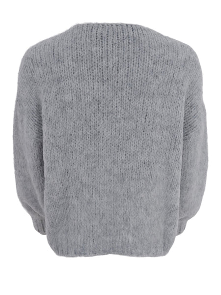 Grey Knitted Cardigan by Black Colour