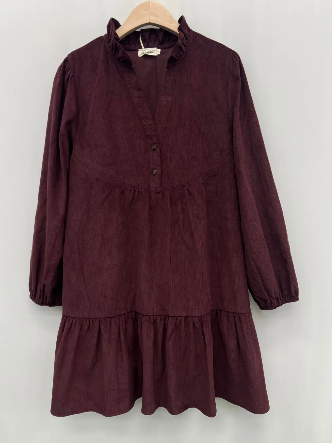 Burgundy Baby Cord Boho Tiered Dress by Lili and Lala