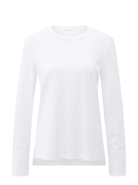 White Wide Cuff Jersey Top By Yaya