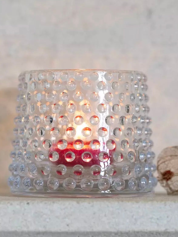 Clear Bobble Glass Tea Light Holder