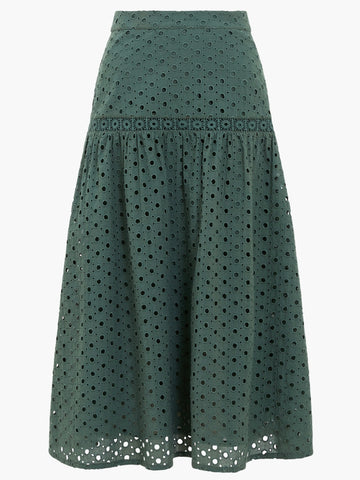 Tropical Green Embroidered Midi Skirt by Great Plains