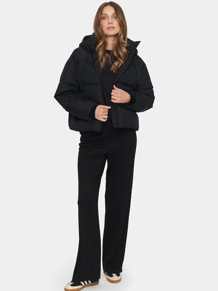 Black Boxy Puffer Jacket by Saint Tropez