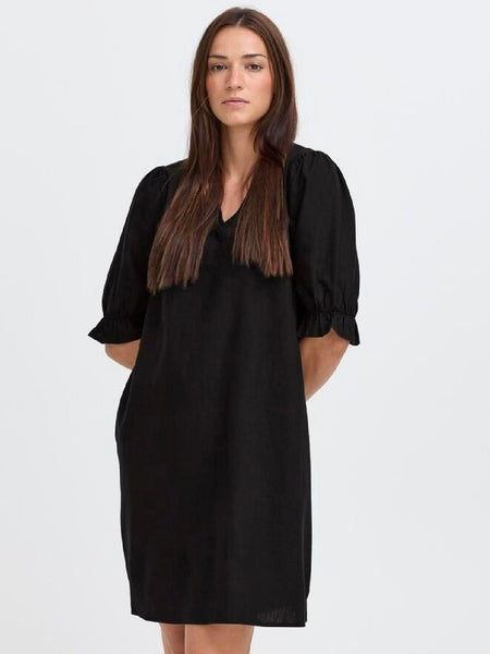 Black Linen Mix Beach Dress by B Young