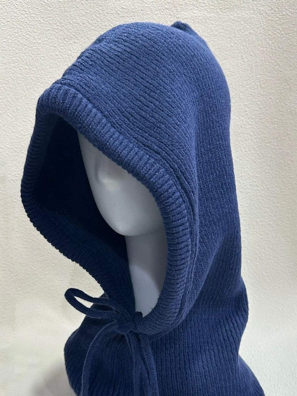 Navy Knitted Tie Detail Hood