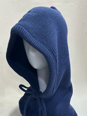 Navy Knitted Tie Detail Hood