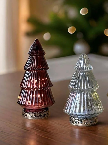 Red Glass Light Up Christmas Tree 16cm