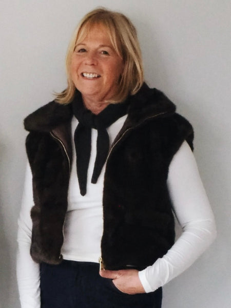 Chocolate Faux Fur Gilet Zip Front
