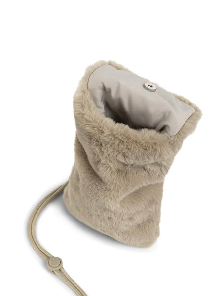 Beige Faux Fur Phone Bag By Yaya