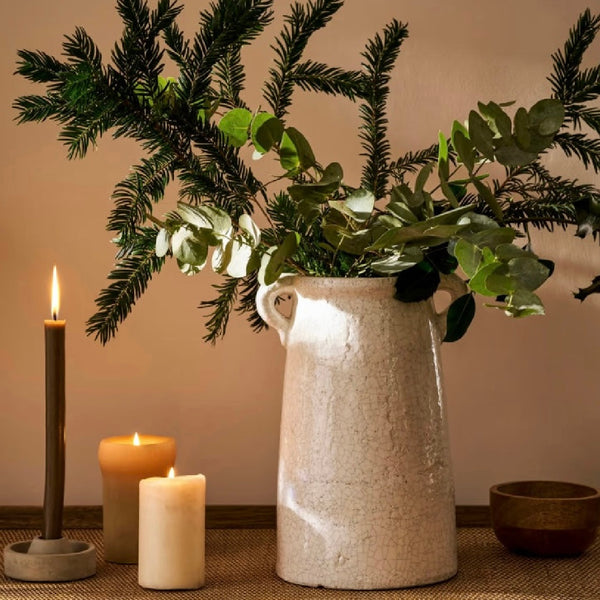 Large White Crackle Glaze Ravello Vase