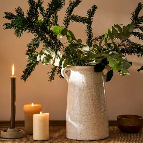 Large White Crackle Glaze Ravello Vase