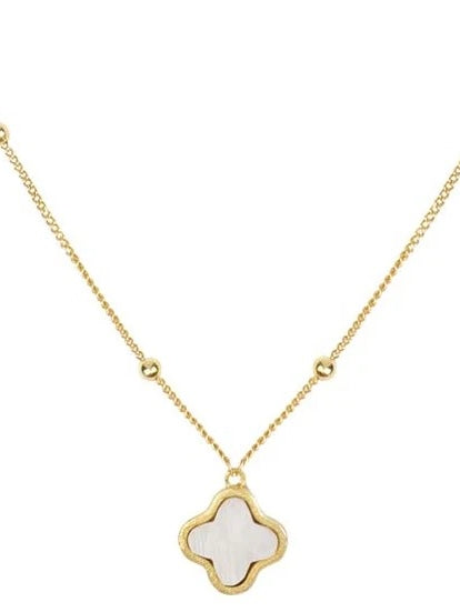 Gold Mother of Pearl Clover Necklace by Lila Rasa