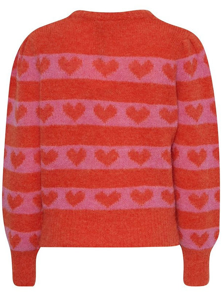 Orange/Pink Heart Jumper by ICHI