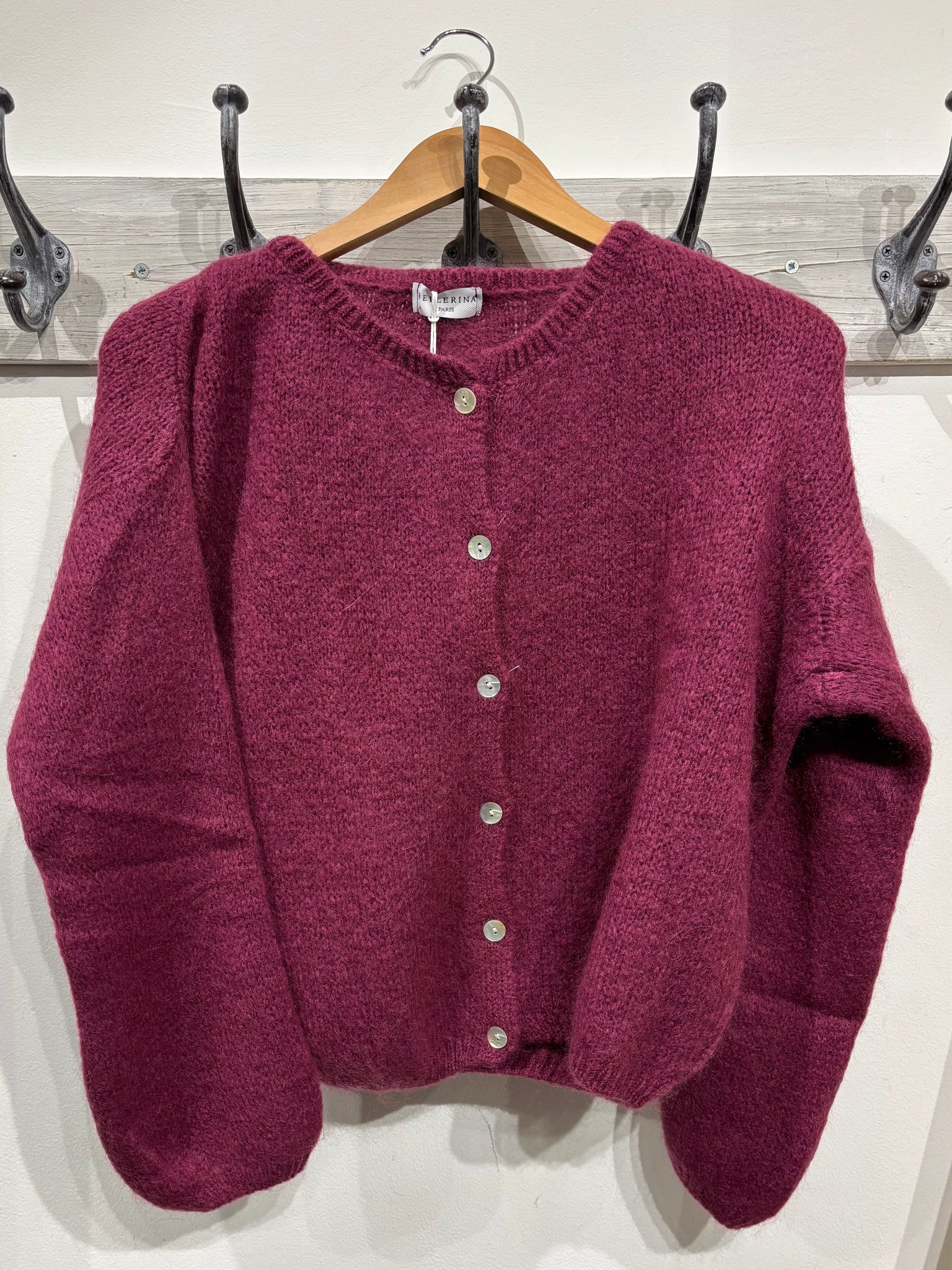 Aubergine Mohair Long Sleeve Sleeve Cardigan