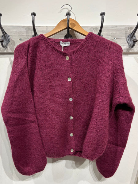 Aubergine Mohair Long Sleeve Cardigan