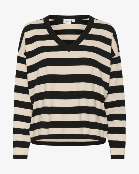 Black & Cream Stripe Jumper By Saint Tropez