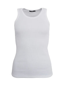 White Ribbed Vest by Black Colour