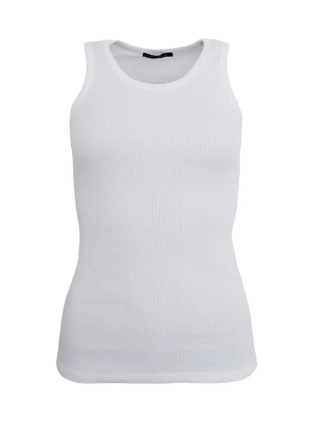 White Ribbed Vest by Black Colour