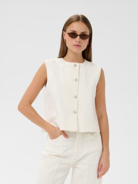 Off White Denim Waistcoat By Soaked