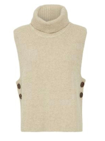 Cream Roll Neck Knit Tank by ICHI