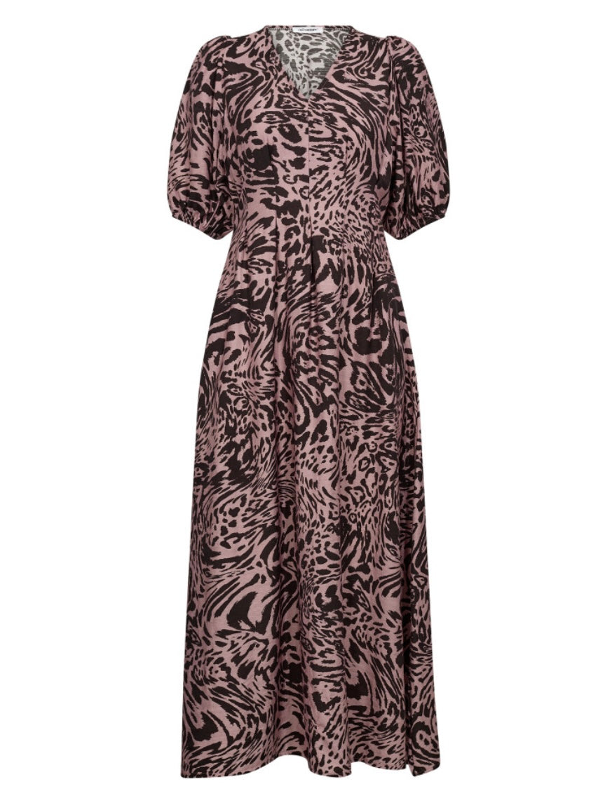 Rose Pleat Animal Print Dress by Co Couture