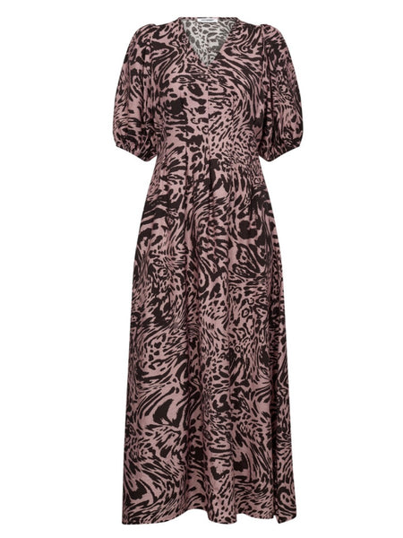 Rose Pleat Animal Print Dress by Co Couture
