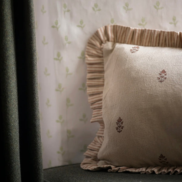 Brick Sprig Block Print Cushion