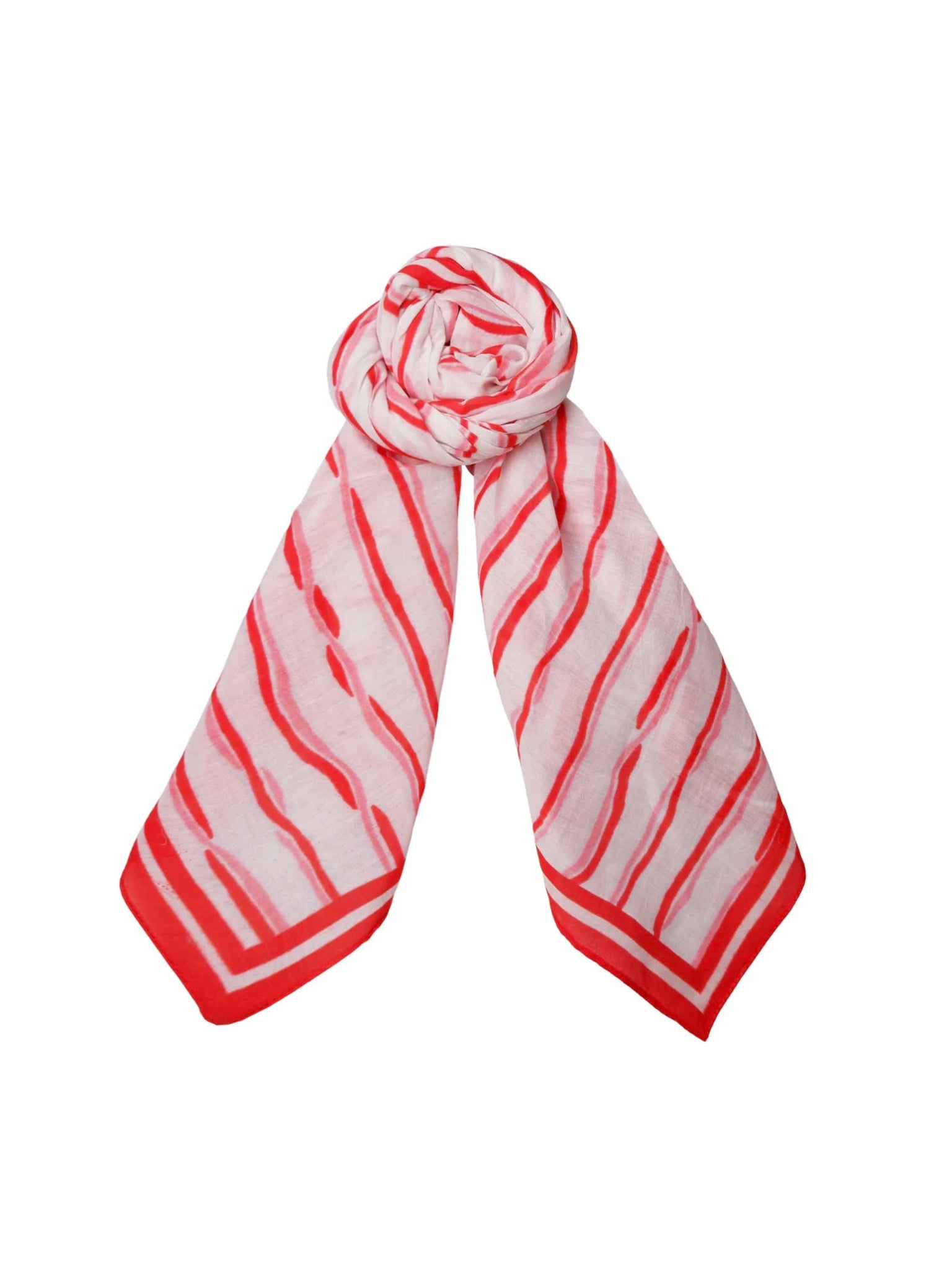 Red/White Stripe Scarf by Black Colour