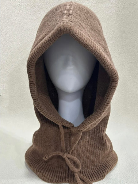 Brown Knitted Tie Detail Hood