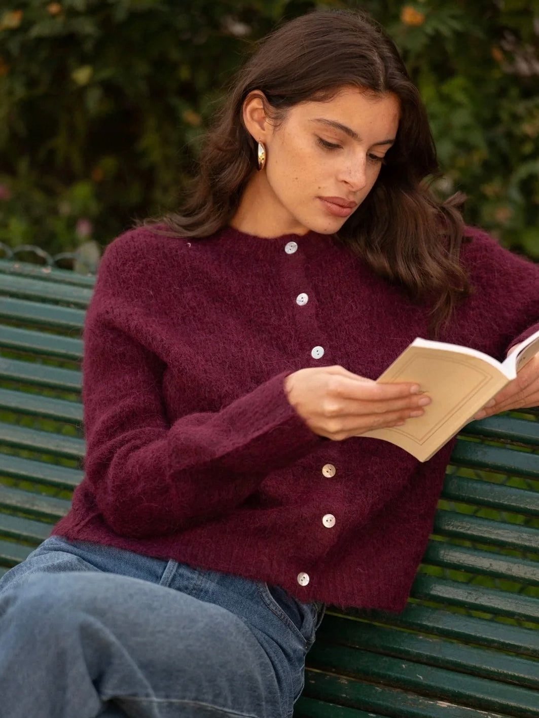 Burgundy Fluffy Cardigan by Lili and Lala