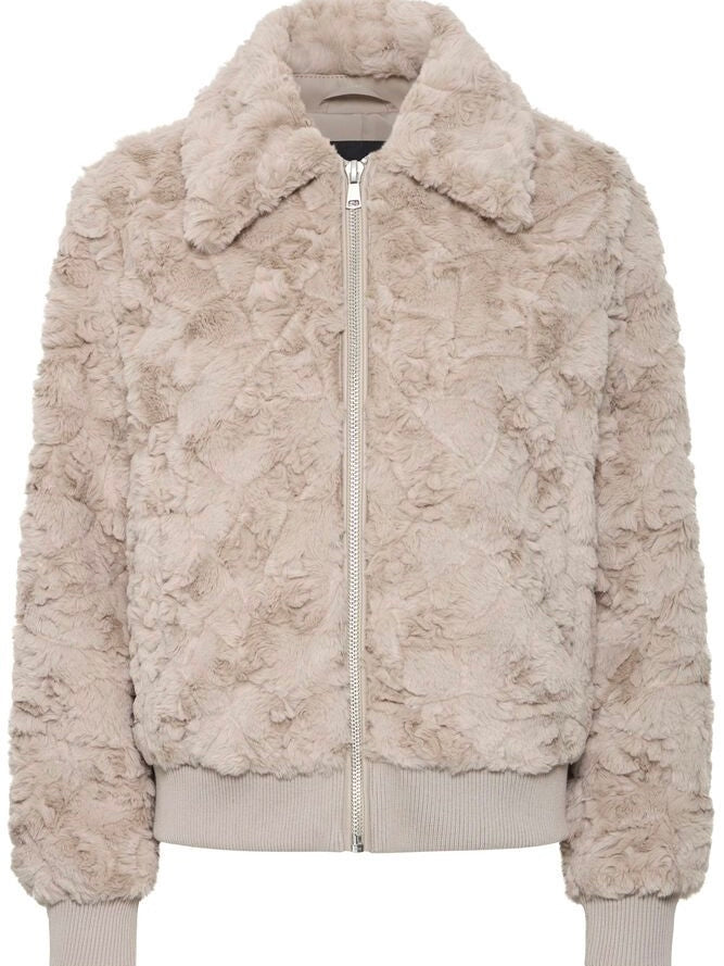 Mocha Teddy Bomber Jacket by B Young