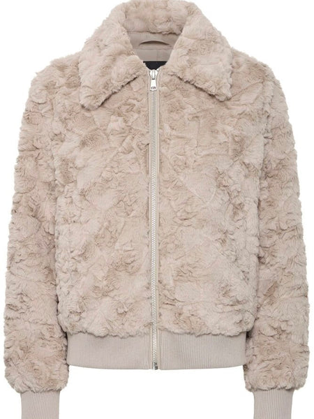 Mocha Teddy Bomber Jacket by B Young