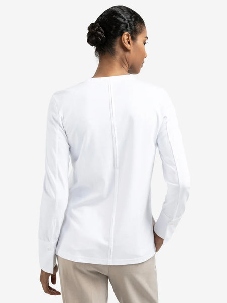 White Wide Cuff Jersey Top By Yaya