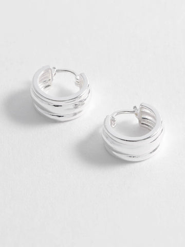 Silver Plated Chunky Textured Hoops by Estella Bartlett