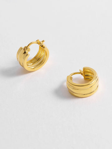 Gold Plated Chunky Textured Hoops by Estella Bartlett