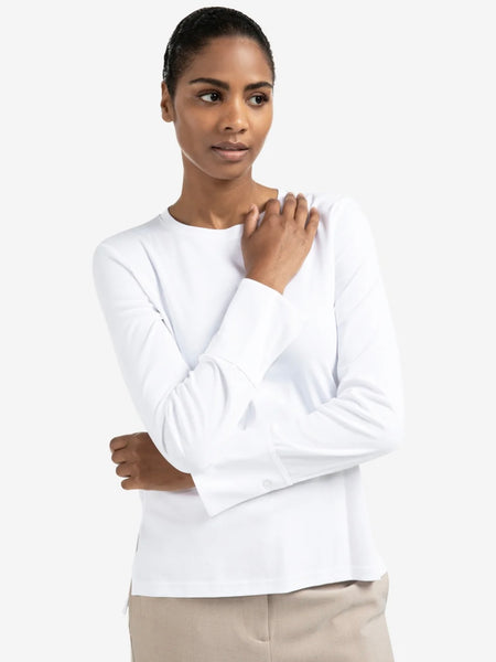White Wide Cuff Jersey Top By Yaya