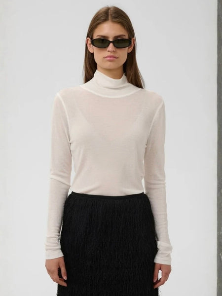 Off White Fine Polo Top by Soaked